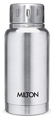 Milton Elfin 160, Double Wall Vacuum Insulated Flask, 160 ml | 5.4 oz | Hot & Cold Water Bottle, 18/8 Stainless Steel, Compact Flask, Durable Body, BPA Free, Leak-Proof Simple Screw Lid | Silver