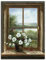 ARTLAND Wanddeko Leinwand Bilder Wandbild 60x80 cm Fensterblick Blumen Fenster Landschaft Natur Stillleben Botanik Kunst T5ZB