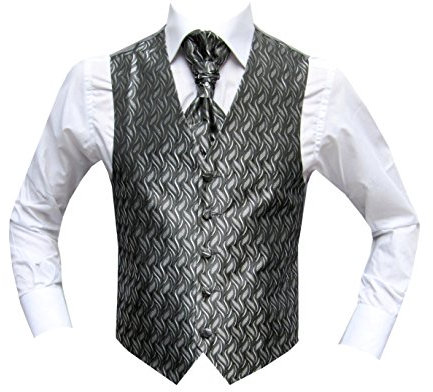 MMUGA Hochzeitswesten Set mit Plastron Grau 54