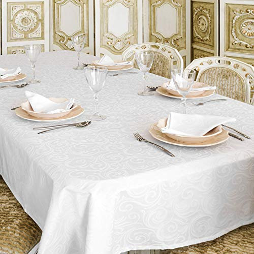 BGEUROPE Mantel - Antimanchas - Blanco - Ref. Lyon - 150cm x 400cm