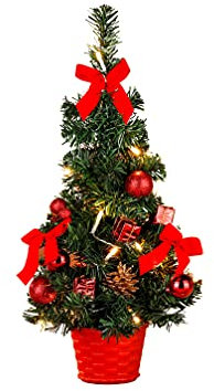 Gravidus Künstlicher Weihnachtsbaum geschmückt mit LED-Lichterkette 40 cm (rot)