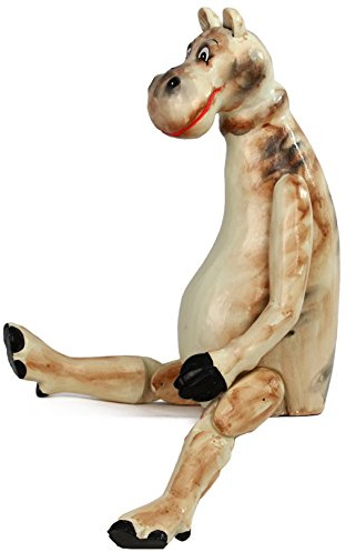 ART-CRAFT Sitztier Nilpferd aus Holz handgeschnitzt und Hand bemalt HTSK015