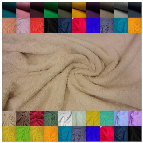 Fabrics-City beige Frottee Stoff Walkfrottee schwer 2-seitig, Baumwollfrottee, Badetuch Bademantel nähen, kleben, Winterfrottee, Duschtuch Material, 2901