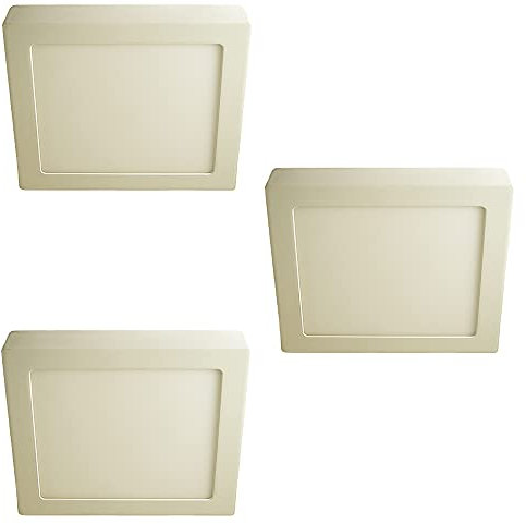 LED Decken- Wandleuchte Belina square im 3er Set Farbe weiß 3000K, 18Watt 1200lumen Leuchte energiesparende Lampe (22,5x22,5cm)