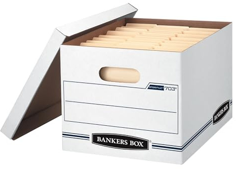 Bankers Box 12-Pack Basic Duty File Storage Boxes with Lids, Letter/Legal, STOR/FILE, (00703)