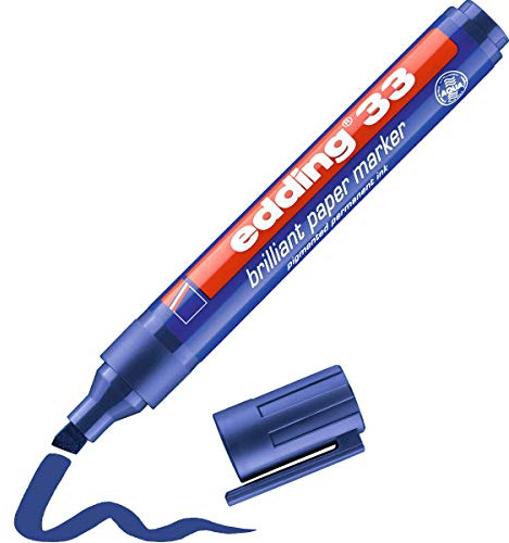 edding 33 Brillant-Papiermarker - blau - 1 Permanent Marker wasserfest - Rundspitze 1,5-3 mm - leuchtende Farben - lichtbeständige Markierung auf Papier, Karton, Kunststoff, Metall oder Glas