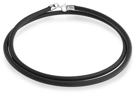 Bling Jewelry Cordon De Collier En Caoutchouc Noir Pour Femmes Hommes Et Adolescents. Fermoir En Argent Sterling .925 De 20 Pouces