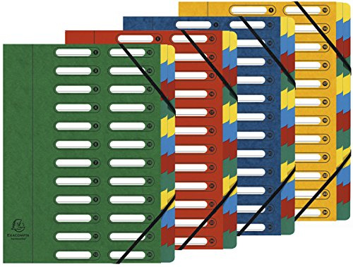 Exacompta - Ref 5324E - Harmonika Multipart File - 24.5 x 32cm in Size, Suitable for A4 Documents, 24 Multi-Coloured Tabbed Sections, Premium Pressboard Cover - Assorted Colours