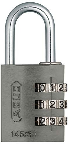 ABUS 145/30 C 30 mm Body Koffergurt rücksetzbaren Kombination Vorhängeschloss, Schwarz