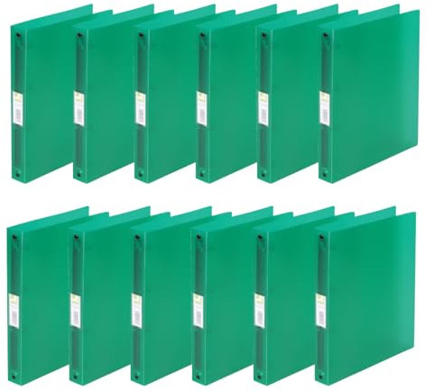 Q-Connect KF02906 Ringbuch / 12 Stück/ A4 4-Ring 25 mm/Farbe: Grün Transparent/aus Starkem Transluzente PP-Folie / 31 mm Rücken/Ringhefter Plastik/Ringordner Schmal Dünne Ordner