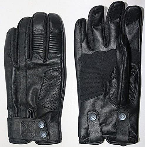 WEST COAST CHOPPERS Grunge Motorrad Lederhandschuhe (Black/Black,S)