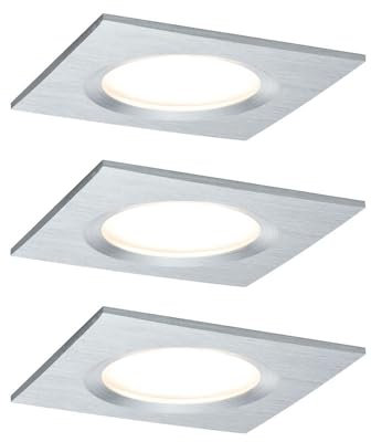 Paulmann 938.95 Einbauleuchte LED Coin Slim IP44 eckig 6,8W Alu 3er-Set dimmbar IP44