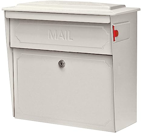 Mail Boss 7173 Sicherheits-Wandhalterung, cremeweiß, Stadthaus-Verriegelungsbriefkasten, 40 cm, 18,1 cm, 14/16 Ga Stahl, 38,1 x 40 x 18,1 cm (H x B x T)