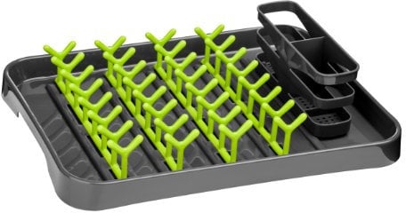 Premier Housewares Dish Drainer Grey Lime Green Dish Drainer Rack Dish Rack Cutlery Drainer Sink Drainer Draining Board Kitchen Rack