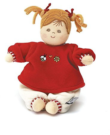 Sterntaler 3001570 Spielpuppe Magdalena, Integrierte Rassel, Alter: Für Babys ab der Geburt, 23 cm, Rot/Beige