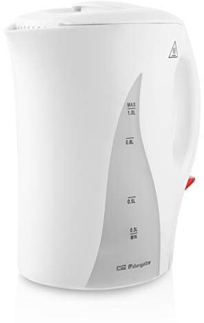 Orbegozo KT 4100 - Hervidor de agua eléctrico, 1 litro de capacidad, libre de BPA, apagado automático o manual, 1000 W de potencia, rápida ebullición, Color blanco