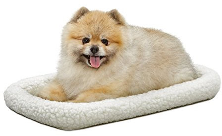 MidWest Homes for Pets Modell 40222 Haustierbett für Hund/Katze, 56 cm lang, Fleece, bequemes Polster, passend für 56 cm lange Hundebox, pflegeleicht, maschinenwaschbar und trocknergeeignet, weiß