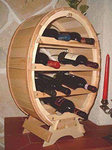 DanDiBo Scaffale Vini Botte-Vino per 12 Bottiglie verniciatura Naturale Porta Bottiglie a Forma di Botte