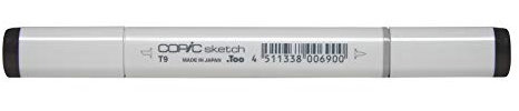 COPIC Sketch Marker Typ T - 9, toner gray No. 9, professioneller Pinselmarker, mit einer Super-Brush-Spitze und einer Medium-Broad-Spitze