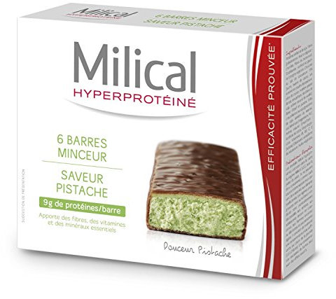 Barre Nutritionnelle | Saveur Pistache | Paquet de 6 Barres | Riche en Protéines et Fibres | Faible en Sucres et Matières Grasses | Laboratoire Milical