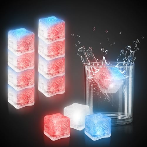 Windy City Novelties 12 pack LED Ice Cubes with Changing Lights (Patriotic Theme)