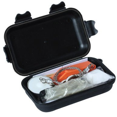 Survival Kit A complete Survival Kit in a Waterproof plastic case in poly bag with header card.