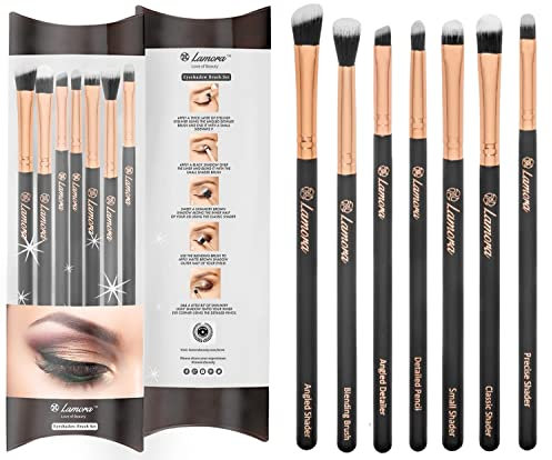 Set de Pinceaux de Maquillage pour les Yeux - Fard à paupières, Eyeliner Mélanger, Nuancer - Meilleur Choix 7 Pièce Essentials Kit - Crayon, Ombré, Fuselé, Définisseur - Poils Soyeux Synthétiques