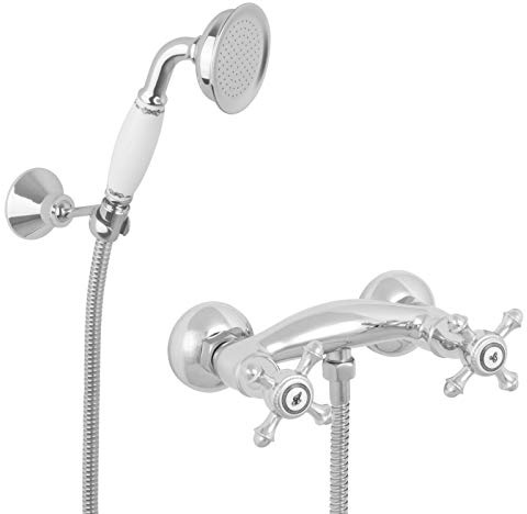Welfenstein Nostalgie Duscharmatur DA-NV-N16 Handbrause-Set Kreuzgriff Retro