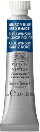 Winsor & Newton Aquarelle Professionnel - Peinture Aquarelle, Haute Luminosité, Résistante à la Lumière, Qualité Archive, Tube de 5 ML, Couleur Bleu Winsor (Nuance Rouge)