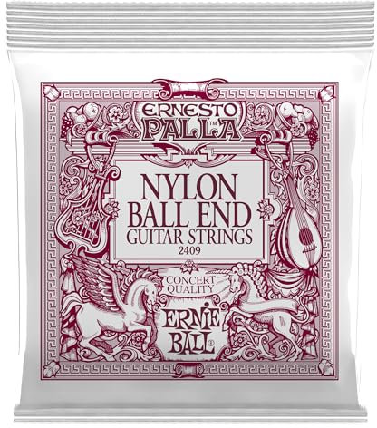 Ernie Ball Ernesto Palla - Cuerdas para guitarra clásica, nailon, extremo de bola, color negro y dorado
