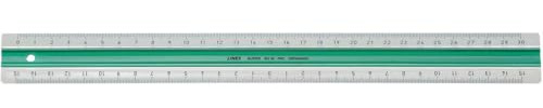 Linex Super Serie Lineal 30 cm Kunststoff grün, Anti-Rutsch-Effekt, mm-Skala (0-30 cm und 15-0-15 cm)