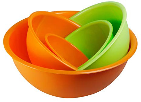 Set 5 cuencos de ensalada hecha de polipropileno. Terrinas 100% made in Italy. Ideal para cocinar y camping. Ensaladera.