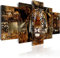 B&D XXL - Wandbilder XXL 200x100cm 5 tlg - Wand Deko Leinwand Bilder Groß Wanddeko Wohnzimmer Schlafzimmer Kunstdrucke - Tiger Abstrakt Weltkarte g-C-0027-b-n
