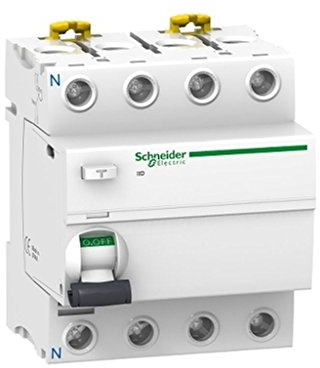 Schneider Electric A9R61425 Interruptor diferencial iID, 4P, 25A, 30mA, clase A SI de la gama Acti9, Blanco