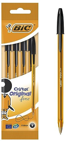 BIC 872726 Kugelschreiber Cristal fine, 4-er Packung, schwarz