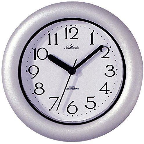 Atlanta Badezimmeruhr zum Hängen oder Stellen Wasserdicht Quarz Analog - 454/4 (Silbergrau)