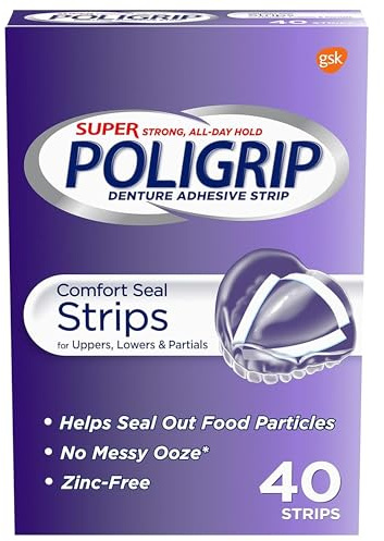 Super Poligrip Strips Size 40 Ct Poligrip Strong All Day Comfort Seal Denture Adhesive Strips
