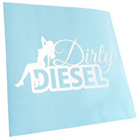 Kiwistar - Autoaufkleber - Weiß - 20x10cm Dirty Diesel Design 2 dreckiger - Heckscheibe Auto Aufkleber wetterfest für Kfz LKW Mofa Truck - Sticker außen selbstklebend Tuning Zubehör für Fenster