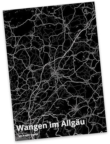 Mr. & Mrs. Panda Postkarte Wangen im Allgäu - Geschenk, Geburtstagskarte, Dorf, Ort, Stadt Dorf Karte Landkarte Map Stadtplan, Grußkarte,