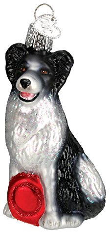 Old World Christmas Ornaments: Border Collie Glass Blown Ornaments for Christmas Tree (12302)