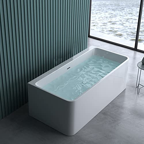 doporro Freistehende Design-Badewanne Vicenza601OA 180x80x57cm mit Ablaufgarnitur und Überlauf aus Acryl in Weiß mit DIN-Anschlüssen