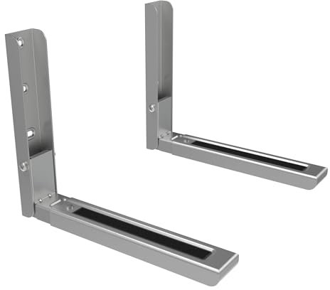 AVF Universal Microwave Wall Bracket - Silver Mount, Fits all Standard Microwaves, Depth Adjustable - For Solid Wall or Wood Stud - Max Weight 45kg