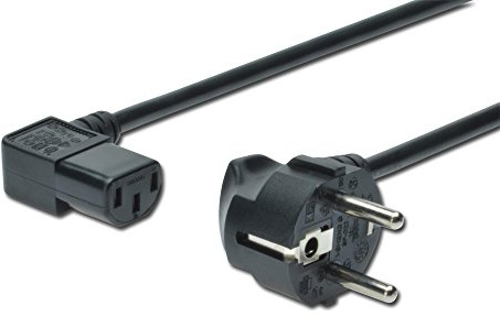 ASSMANN Netzanschluss-, Kaltgerätekabel, DE Version, CEE 7/7 (Typ-F) 90° auf C13 90°, Stecker/Buchse, H05VV-F3G, 0.75 mm², Länge 1.8 m
