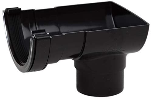 POLYPIPE RR106 Black Stop End Outlet for 112mm Half Round guttering System