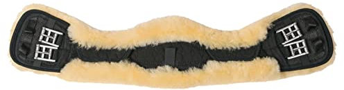 Mattes Mondgurt Kurzgurt, Lammfellbezug abnehmbar, Stoff schwarz, Lammfell natur Größe 65 cm