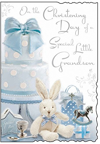On The Christening Day of A Special Little Grandson - Christening Day Card JJ