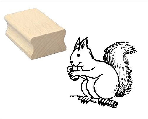 Stempel Eichhörnchen mit Nuss - ca. 40 x 40 mm