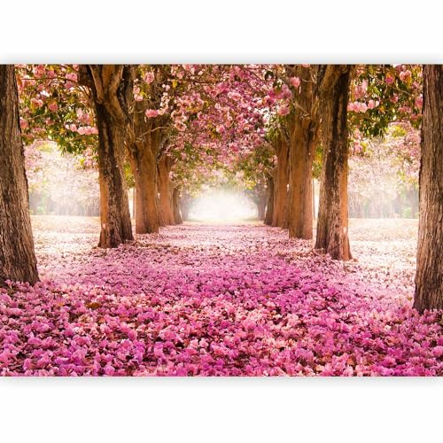 murando - Vlies Fototapete Weg 250x175cm Foto Tapete Schlafzimmer Wohnzimmer Vliestapete XXL Motivtapeten Bildtapete 3d Effekt Wand Dekoration - Blumen Bäume Park Allee rosa braun c-A-0031-a-b
