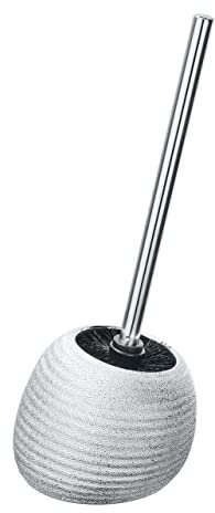 WENKO WC-Garnitur Mod. Polaris Juwel Toilettenbürstenhalter aus Keramik mit strukturierter Oberfläche Bürstenkopf Ø 8 cm 15 x 34,5 x 14,5 cm Silber