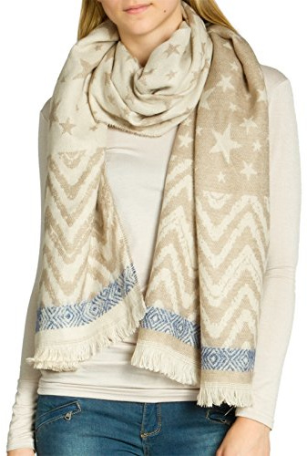 Caspar SC465 Damen großer warmer XXL Schal mit Sterne Muster